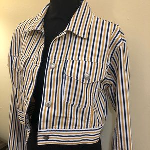 •FOREVER 21• Striped Cropped Light Denim Jacket